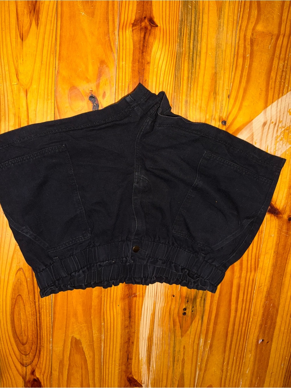 SHEIN Black High-Waist Denim Shorts with Elastic Waist